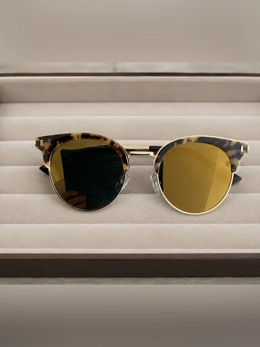 CRAMILO EYEWEAR Biloxi Half Frame Round Cat Eye Polarized Sunglasses